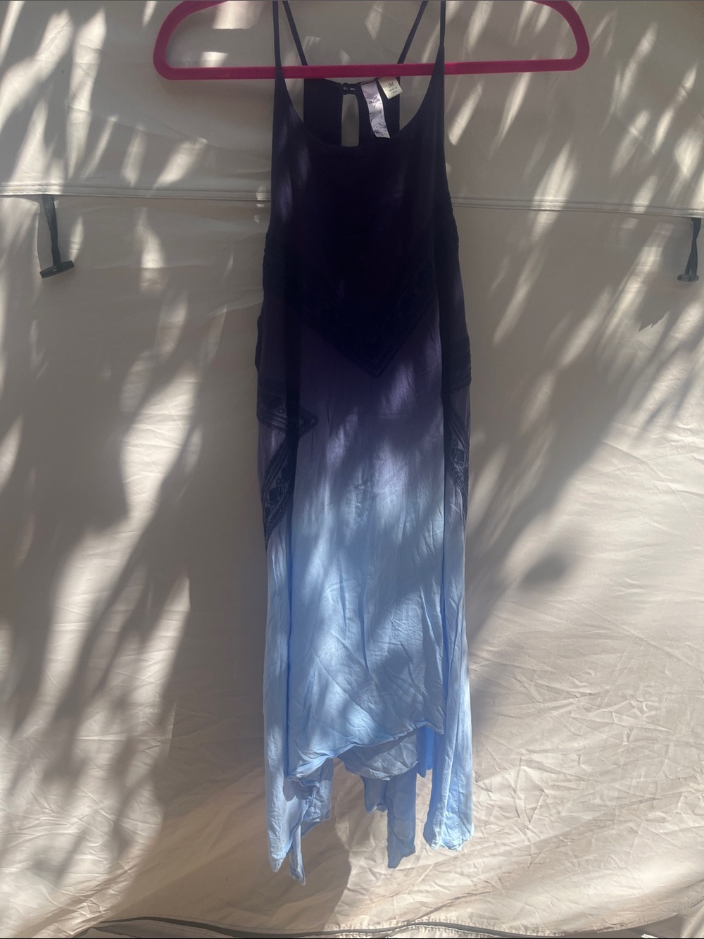 Alya Ombre Purple to Light Blue Spaghetti Strap Handkerchief Dress